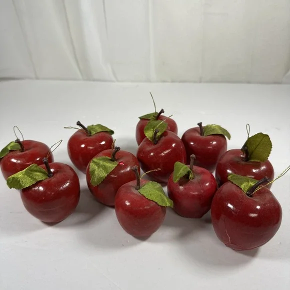 Apple Christmas Ornaments Lot of 11 Silk Leaves 2‎ in. Taiwan