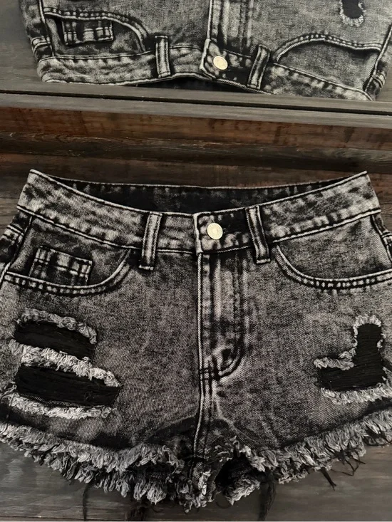 Black Denim Shorts