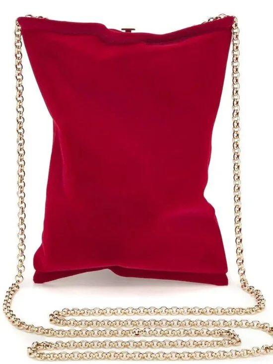 Anya Hindmarch Red Velvet‎ Crisp Packet Clutch Crossbody Bag with Box