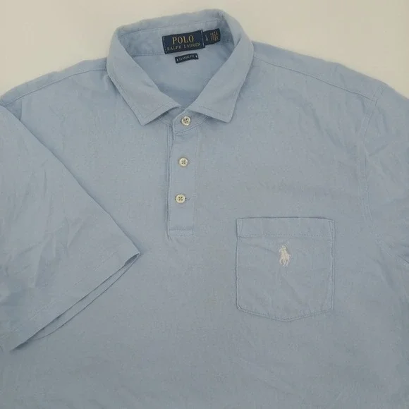 Polo Ralph Lauren Mens Classic Fit Pocket Polo Shirt Light Blue S/S Sz. L