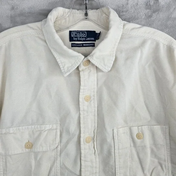 Polo Ralph Lauren Mens Large Corduroy Dungaree Workshirt Long Sleeve Button Down