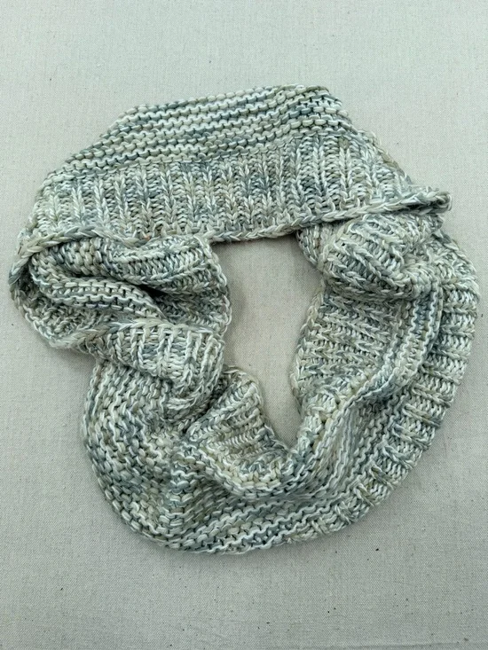 LOFT Neutral Multicolor Braided Knit Scarf - Cream, Gray, Green