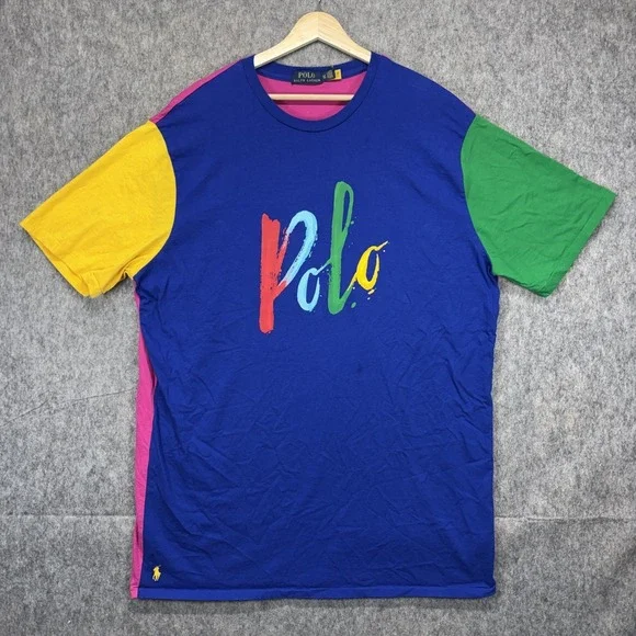 Polo Ralph Lauren T-Shirt Men's XLT Color‎ Block Jersey Short Sleeve Preppy