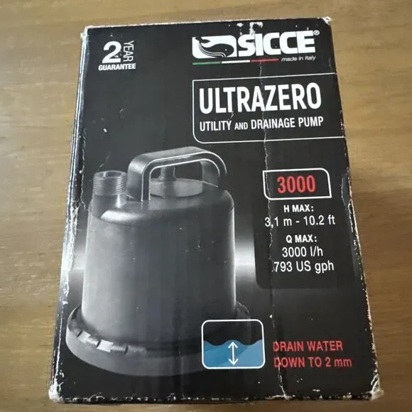 (OPEN BOX) SICCE Ultra Zero 793 GPH Multi-Purpose Water Pump