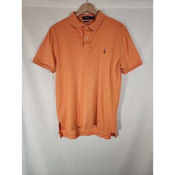 Polo Ralph Lauren Orange‎ Pima Soft Touch Short Sleeve Polo Shirt Pony Mens M