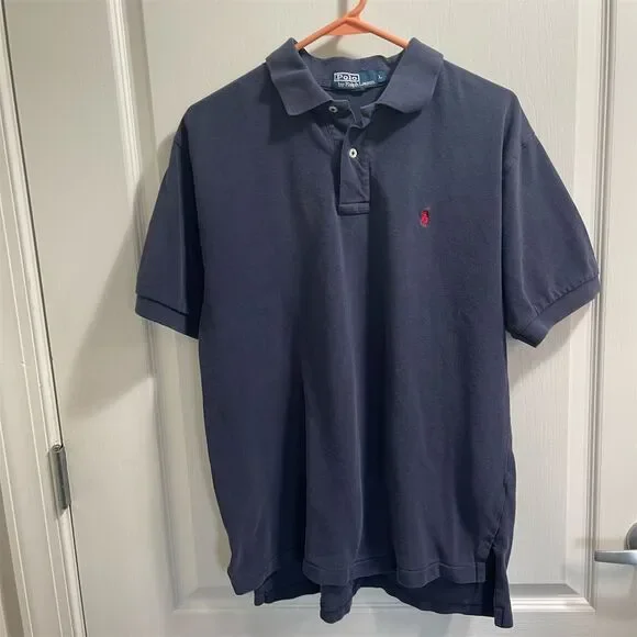 Vintage Polo Ralph Lauren Men's Blue Polo Shirt Size L Short Sleeve (sku468)