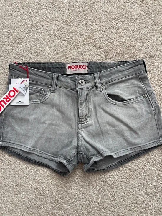 Fiorucci Light Gray Denim Short Shorts