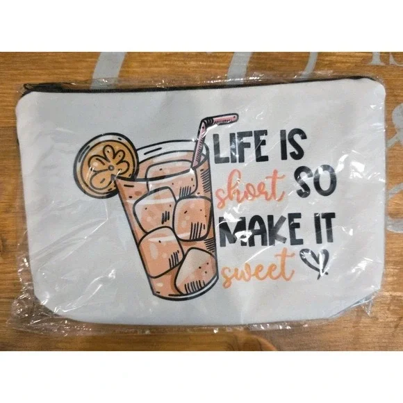 NEW Life Is Short So Make It Sweet Pouch‎ 9x5 Inches