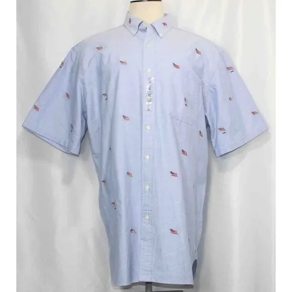 NWT $138‎ Polo Ralph Lauren Classic Blue Flag Embroidered Oxford Shirt Mens 2XLT