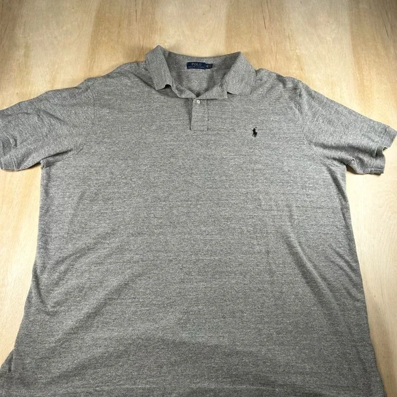 Polo Ralph Lauren Men 3XLT Gray Short Sleeve Pony Logo Jersey Polo Big Tall