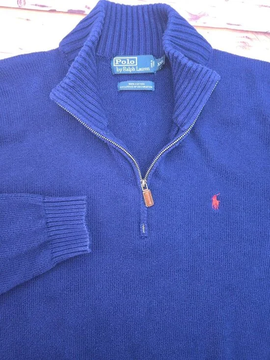 Polo Ralph Lauren Mens Navy Half-Zip Sweater XXL