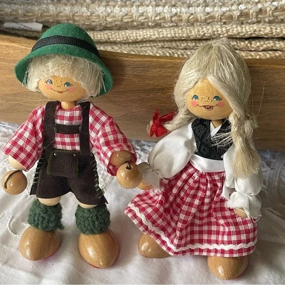 Resi Prosel West Germany Mini Dolls Girl Boy Handcrafted Christmas Wooden
