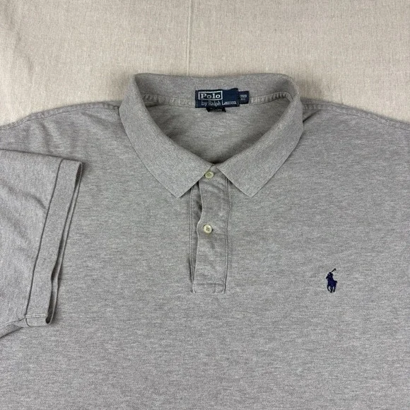 Vintage‎ Polo Ralph Lauren Men's 3XB Big Polo Shirt Gray Blue Pony 90s-00s Y2K