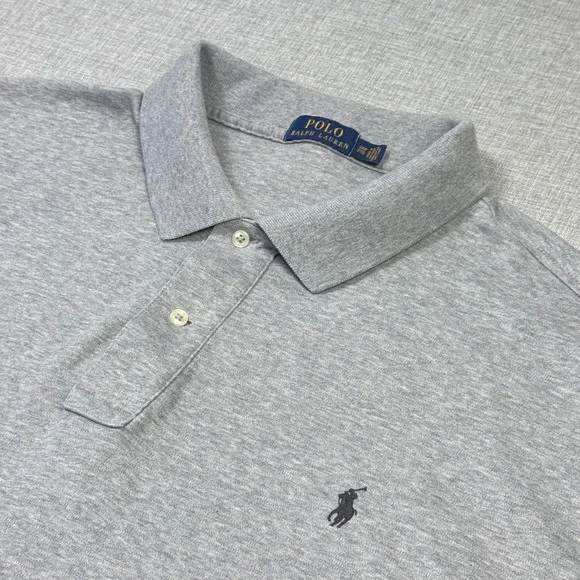 Polo Ralph Lauren Polo Shirt Mens Big 3XB Gray Cotton Jersey Embroidered Casual