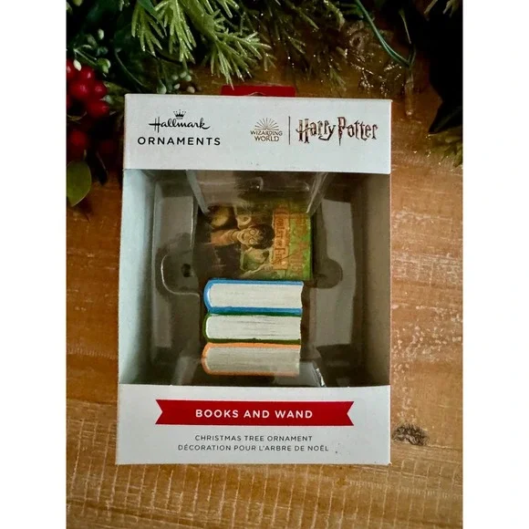 2024 Hallmark Harry Potter Book and Wand Christmas Tree Ornament New