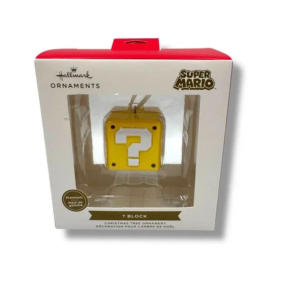 Hallmark‎ Ornament OS Yellow Super Mario Question Mark Block 3HCM3589