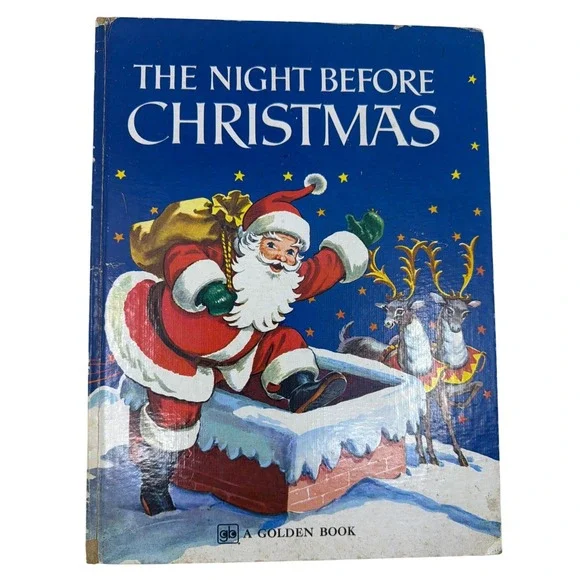 Golden Books The Night Before Christmas Kids OS Blue Fair Vintage 1978 Printing