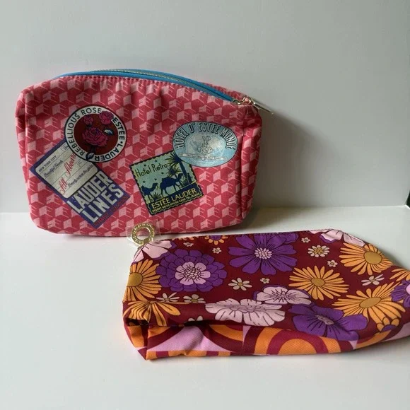New Lot of 2 ESTEE LAUDER zippered Travel‎ Cosmetic Bag 9