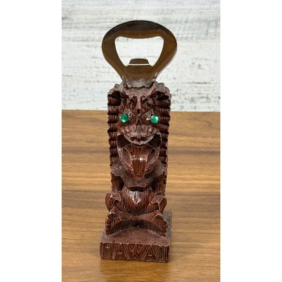 Vintage Hawaiian Kuuipo‎ Tiki Totem Pole Bottle Opener Hand Carved Painted 5.5