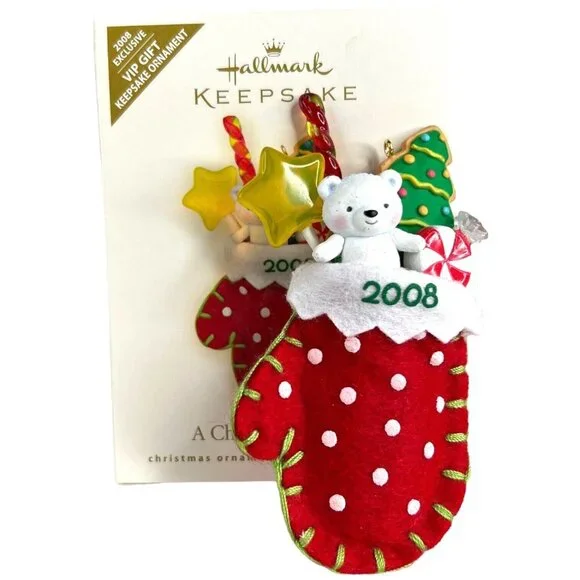 Hallmark Keepsake Christmas Ornament 2008 A Christmas Surprise Mitten Stocking