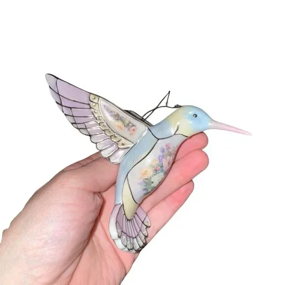 Lena Liu's Crystal Blue Hummingbird Precious Jewels Ornament Bradford Editions‎