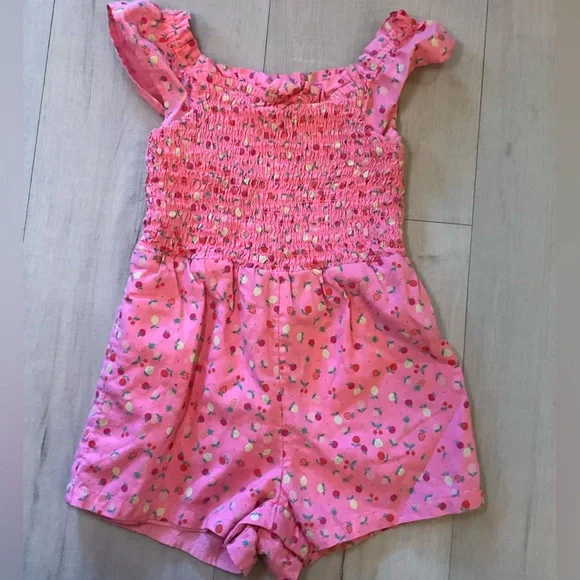 GAP Pink Lemon & Berry Print‎ Ruffle Sleeve Romper