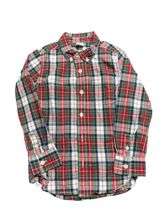 Baby Gap Plaid Button Up Shirt 5T Boys Red Green Long Sleeve