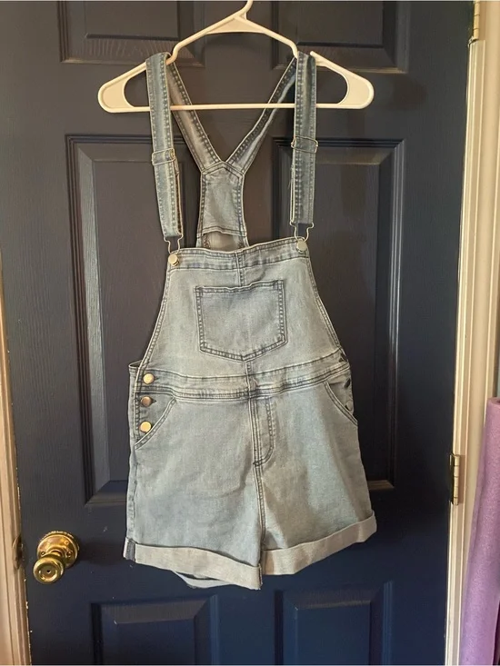 Denim Short Overalls - Light Blue Women's Shorts