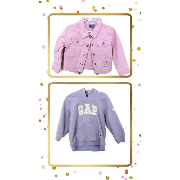 Toddler 3T  Baby Gap Purple Hoodie and P.Y.T. Pink Snap Jacket Bundle of 2