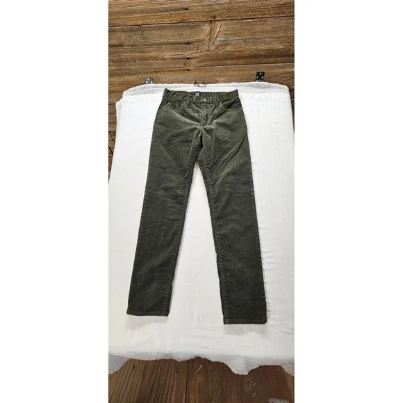 Gap Kids Boys Olive Green Corduroy Pants Slim Taper Size 14 Regular