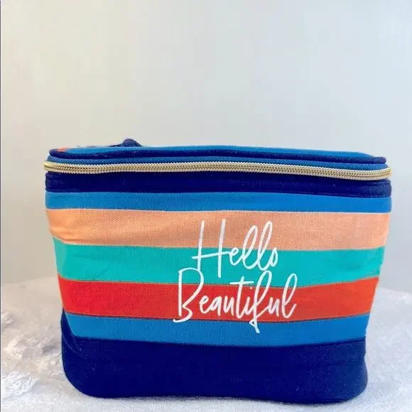 Dabney Lee Hellow Beautiful Colorful Striped Cosmetic Bag