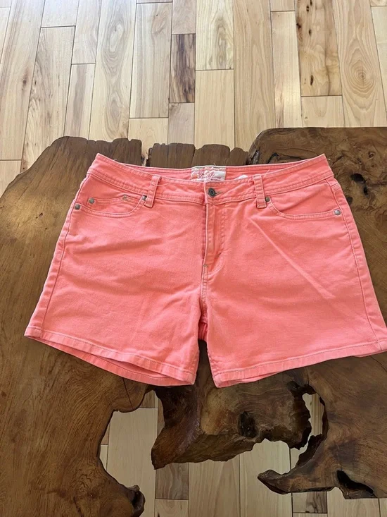 Women's Coral Pink Denim Shorts