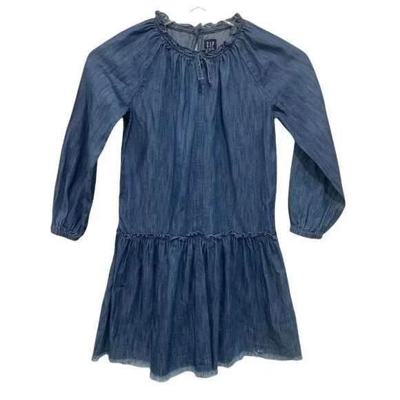 Gap Girls‎ Size M Denim Dress Cotton Dark Indigo Drop Waist