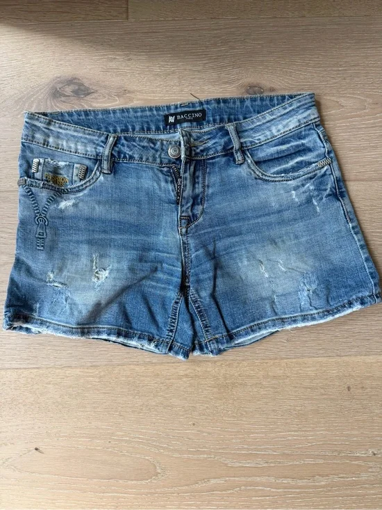 Women's Distressed Denim Shorts - Blue