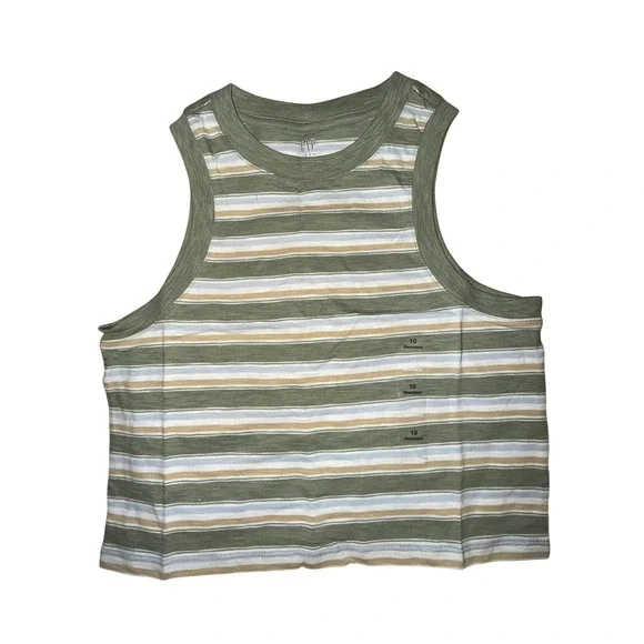 Gap Teen Girls Striped Tank Top Green White, Size 10,‎ NWT