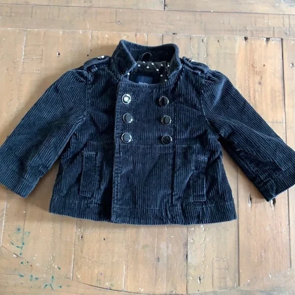 4/$20 Baby Gap black corduroy double breasted jacket