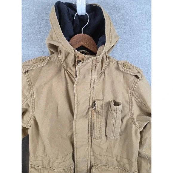 Gap Kids Boys M 8 Field Jacket Lined Hooded Beige Barn‎ Chore Utility Gorpcore