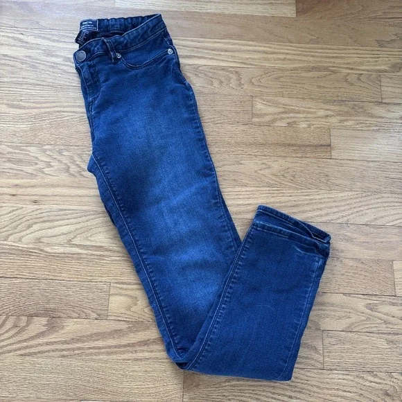 Gap Jeans Girls Sz 14 Blue Super Skinny Adjustable Waist 5 Pocket Button Closure