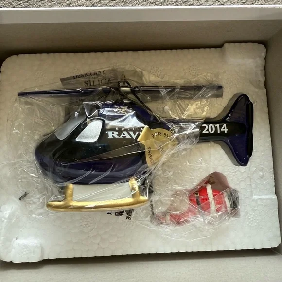 Danbury Mint Baltimore RAVENS‎ 2014 HELICOPTER RIDE Santa ORNAMENT NEW in box