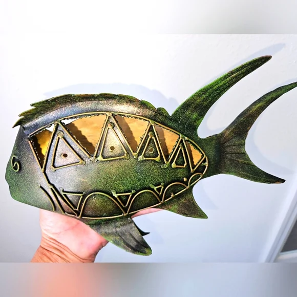 Decorative Fish DoubleTealight Metal Sculpture 12