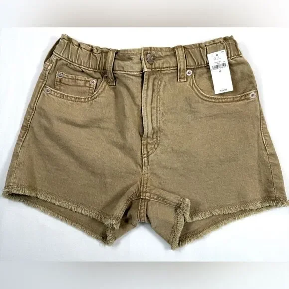 NWT GAP Kids Girlfriend Denim Short High Rise 10 Classic Frayed Khaki NEW