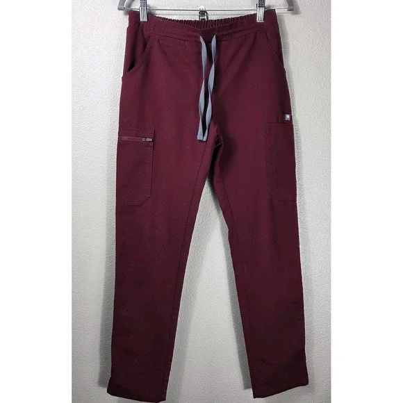 FIGS Technical Collection Burgundy Scrub Pants XS Cargo Medical Nursing Stretch