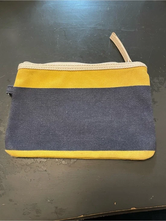 Canvas Zip Pouch in Yellow and Navy make up bag electronics bag sailing boating