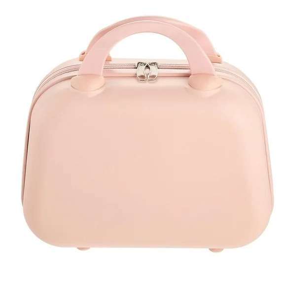 NWOT Living & Home Pink Portable HardShell Handheld Cosmetic Travel Trolley Case