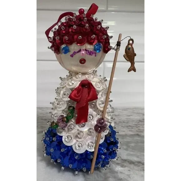 Vtg 70s The Littlest Choir Boy Collectors Sequin Christmas Ornament Gena Kinder
