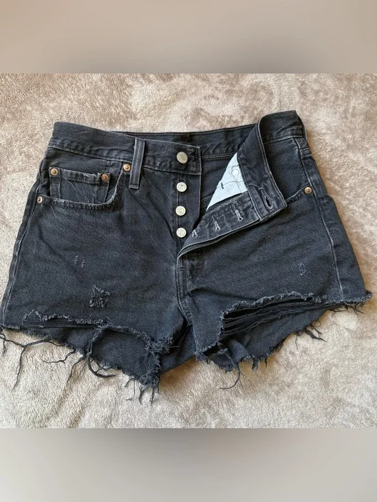 Black Distressed Women's Denim Shorts