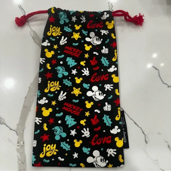 Disney x Kiehl's Mickey Mouse Holiday Drawstring Canvas Pouch Bag Black 11