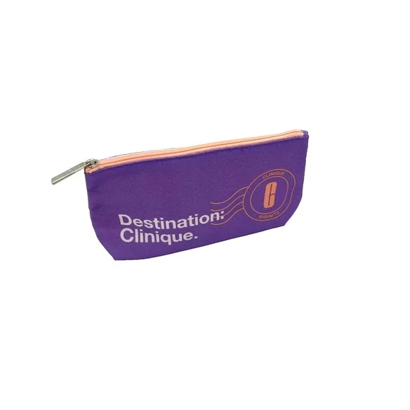 Destination Clinique Cosmetic‎ Makeup Bag 5x10x3 Purple Orange White -Set of 15