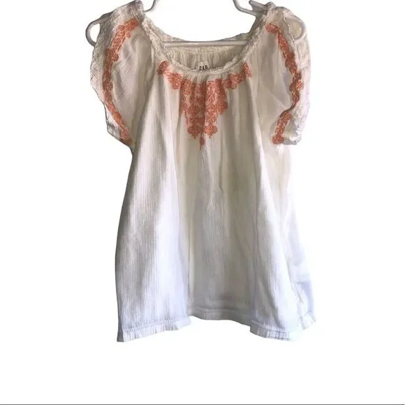 Gap Coral Embroidered Top