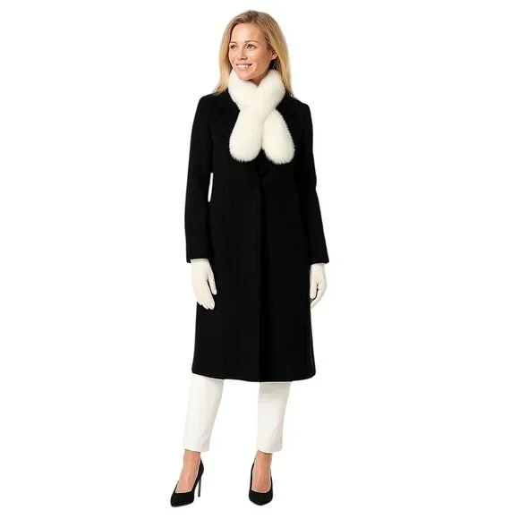2/$30 White Faux Mink Fur Winter Scarf With Loop Closure & Soft Knit Lining